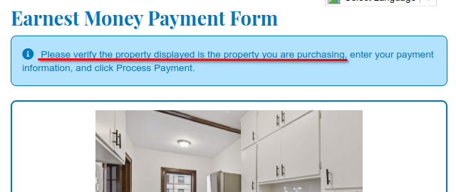 Please verify the property displayed is the property you are purchasing.